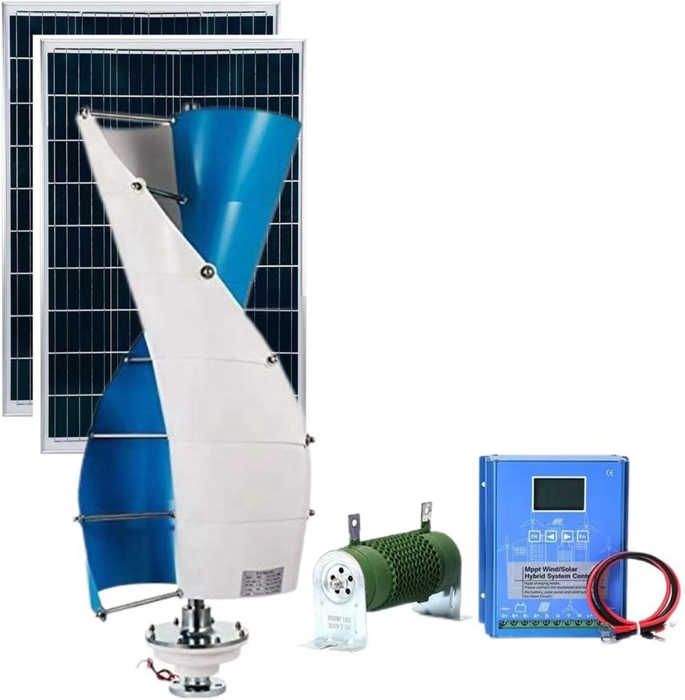 1200W Vertical Axis Wind Turbine Generator Kit 1KW 12V 24v 48v 96v 120v Wind Turbine + 2 * 100W Photovoltaic Panels + Wind and Solar Hybrid Controller Home Three-Phase Generator (Color : 12V)
