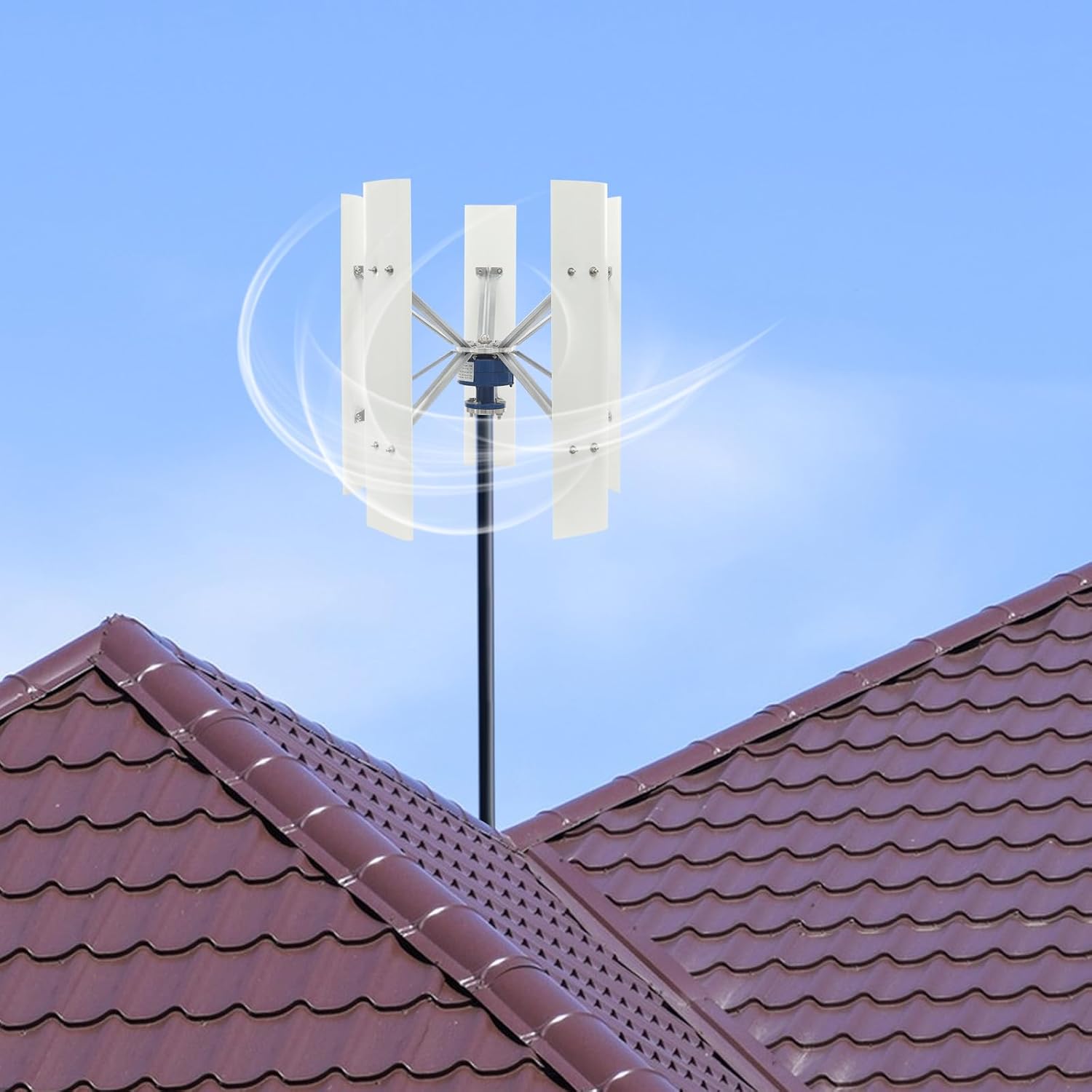 100W 12V Vertical Wind Turbine Vertical Axis Wind Turbine Generator Kit Vertical Wind Generator with 5 Fan Blades Low Noise Operation for Boats Gazebos Cabins