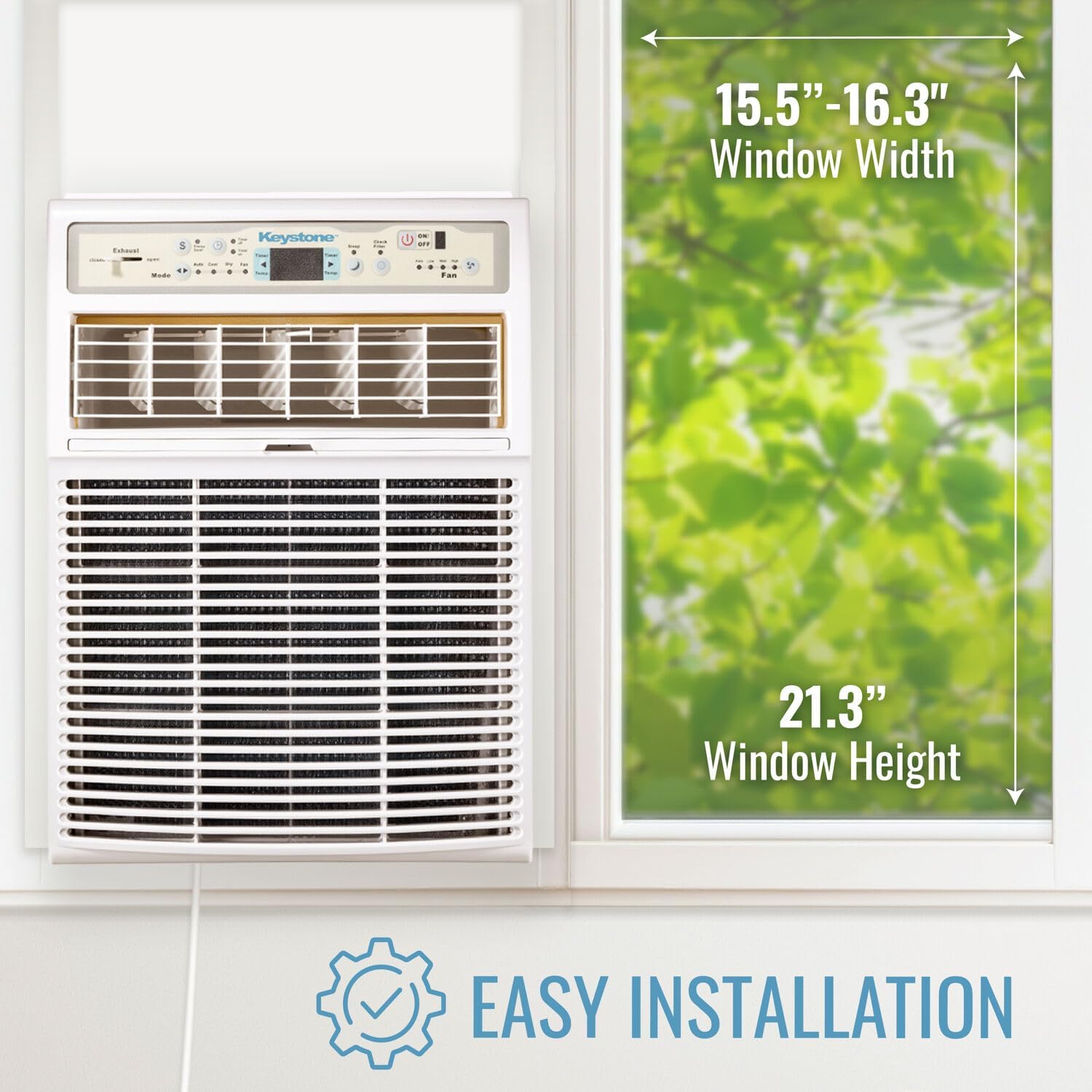 Keystone 8,000 BTU Slider Window Air Conditioner and Dehumidifier, 115V Air Conditioner Window Unit for Bedroom, Living Room, and Small-Medium Sized Rooms up to 350 Sq.Ft., 4-Way Air Direction Control