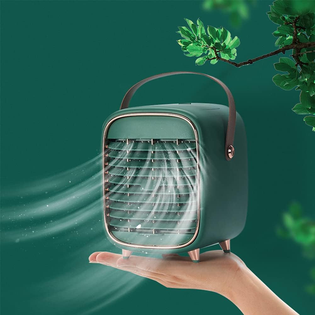 Portable Air Conditioner, 3 In 1 Evaporative Cooler, Mini Silent Design, Usb Rechargeable Fan, Home Office Dual Use (Green)