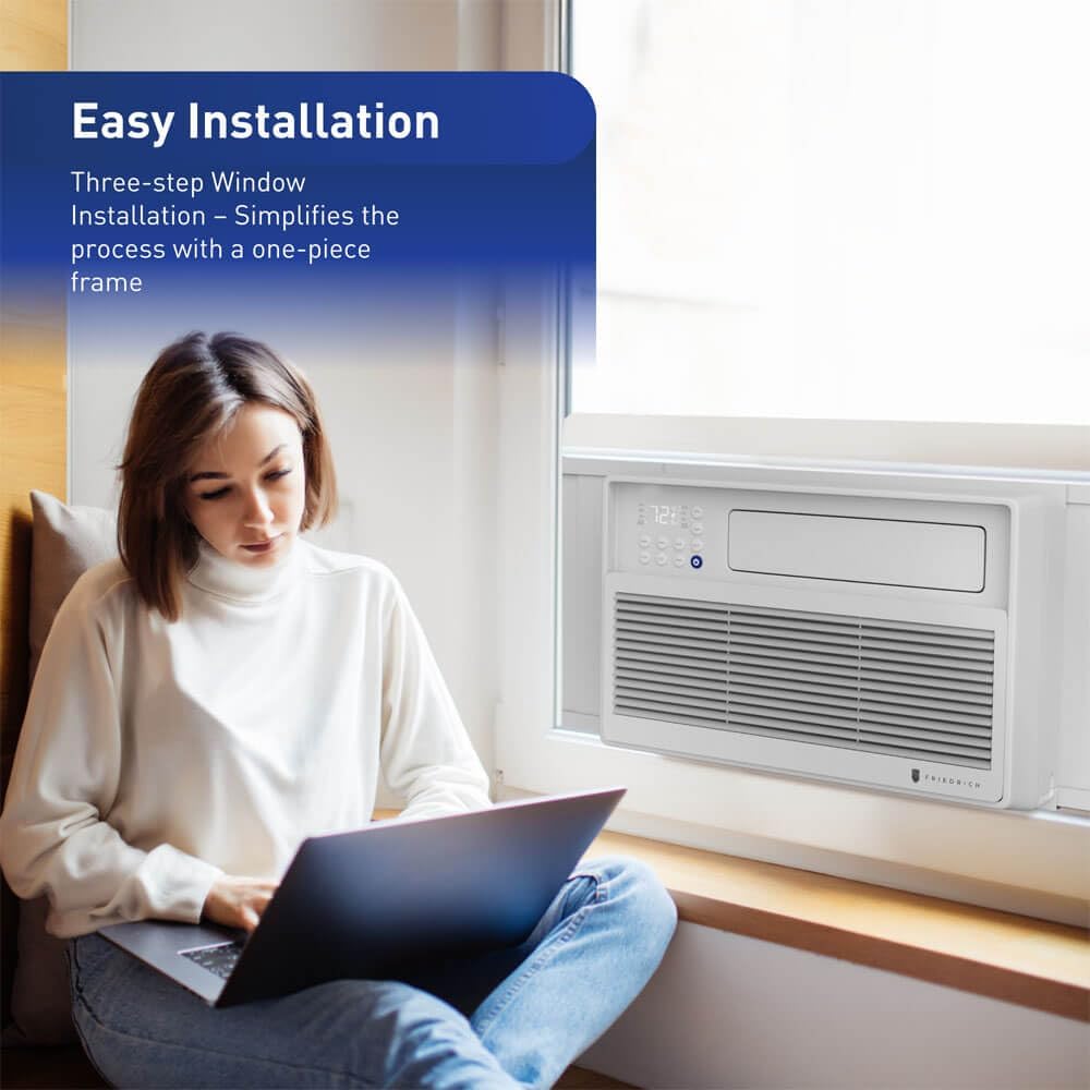 Friedrich CCV08A10A 8000 BTU Smart Window Air Conditioner Chill Premier Inverter Series, 194 CFM, 3 Cooling Speed, 115 Volts, Corrosion Protection, Wi-Fi Enabled in White