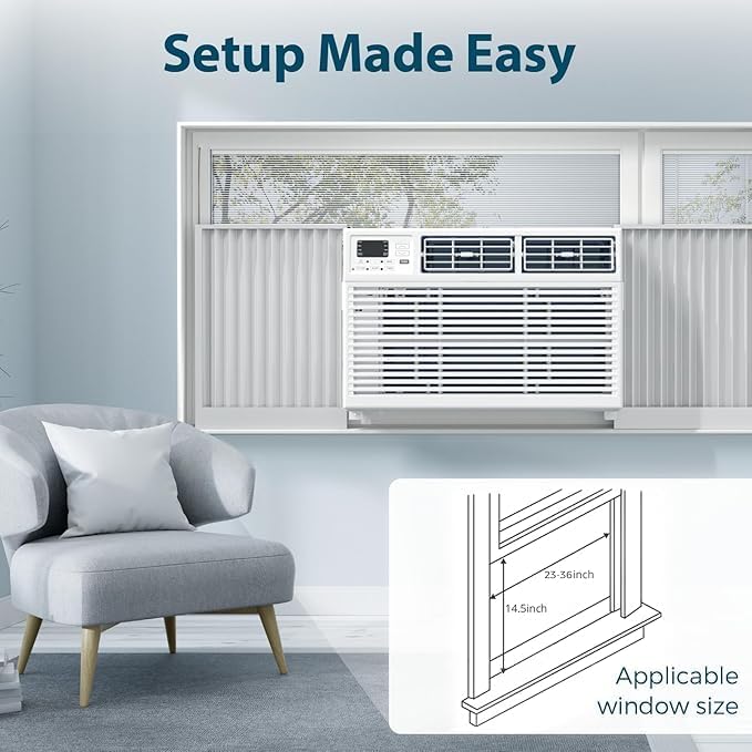 Antarctic Star 8,000 BTU Air Conditioner Winodw Unit Cools up to 350 Sq. Ft. with 7 Modes, Ultra-quiet Window AC Unit with Remote Control, Easy to Install, Energy Saving, White