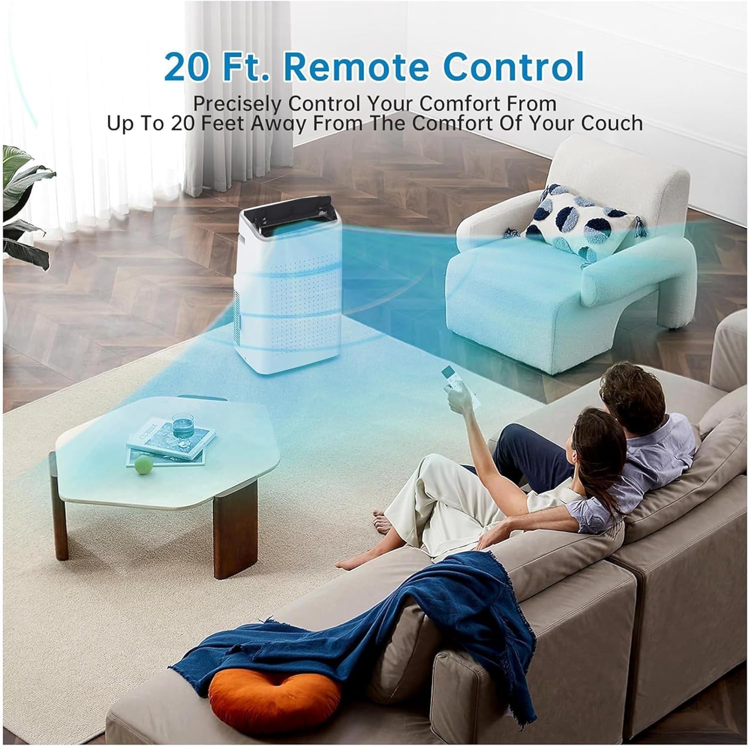 14,000 BTU Air Conditioner Portable 3-IN-1 (Cooling, Dehumidifying, Fan) - Portable AC Units- Cools 750 sq.ft | 90 Pints/Day, 54dB Quiet | Includes Hose & Window Kit, White+Black-A020K