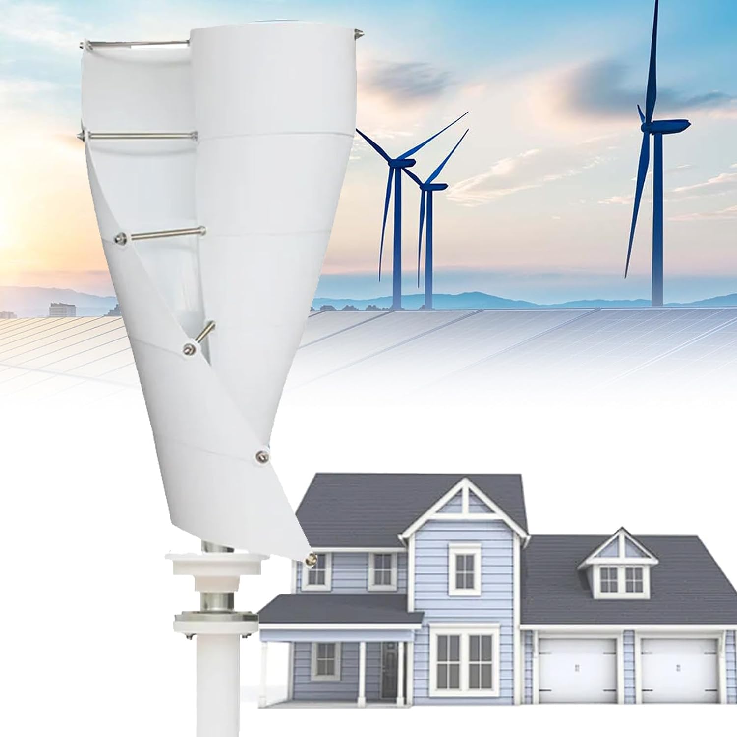 5000W Wind Vertical Turbine Generator, 12V 24V 48V Maglev Aluminum Alloy Generator, 360°Windward Wind Turbine for Marine RV Home,12V