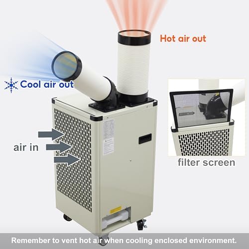 TECHTONGDA Industrial Spot Cooler Air Conditioner Commercial Mobile Outdoor Cooling Machine Aircon Single Outlets 350-450m³/h Black