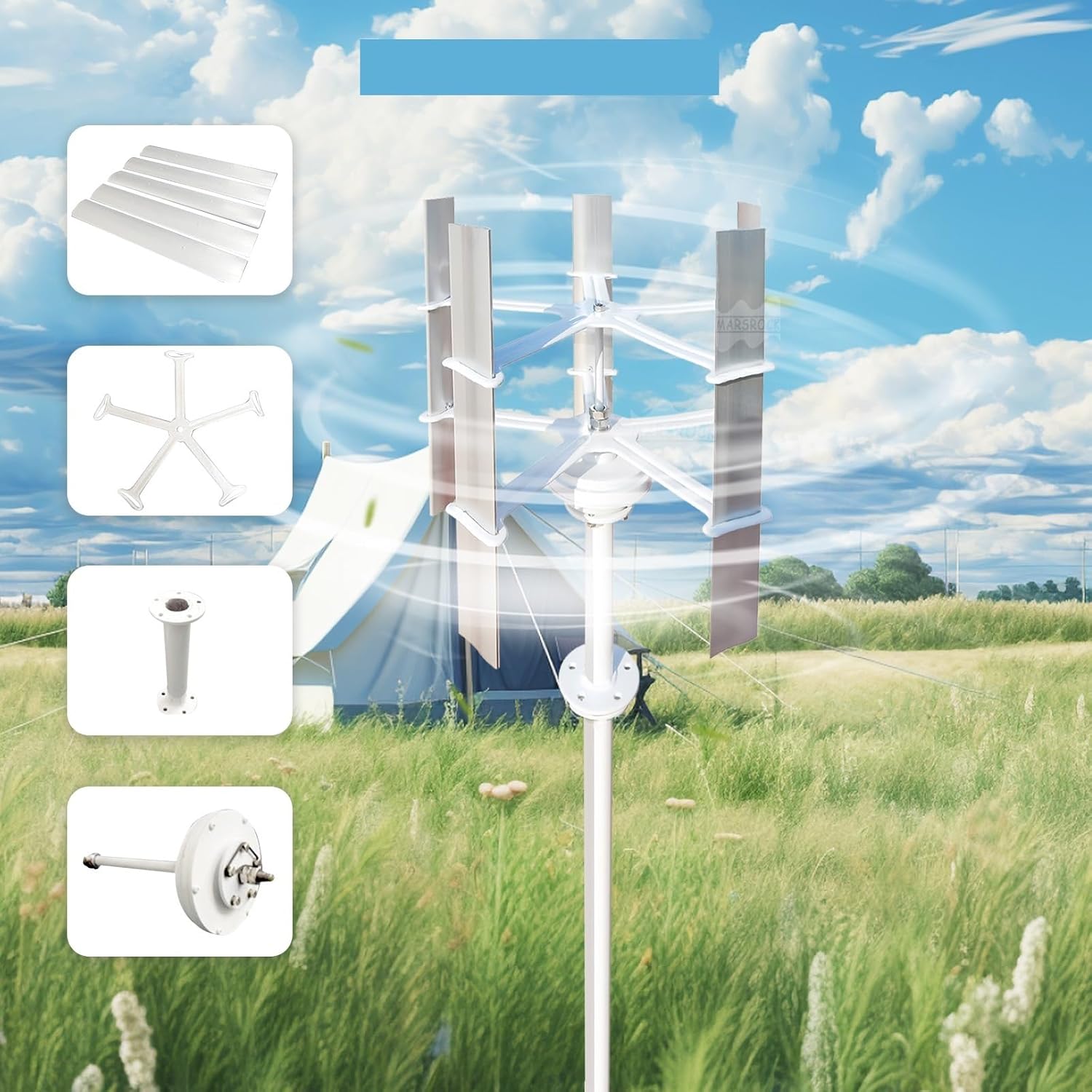 30W 12V 5 Blades Mini Vertical Axis Wind Turbine 500r/m Small Windmill Wind Turbine Generator Industrial Energy(12V_30W)