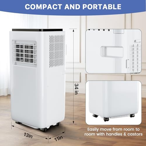 Jojoka Portable Air Conditioners with Remote Control, 10000 BTU Portable AC Unit Built-in Cool, Dry, Fan Modes, for Room, Dorm, Office,24H Timer Function, Cools Room up to 450 Sq. ft, White