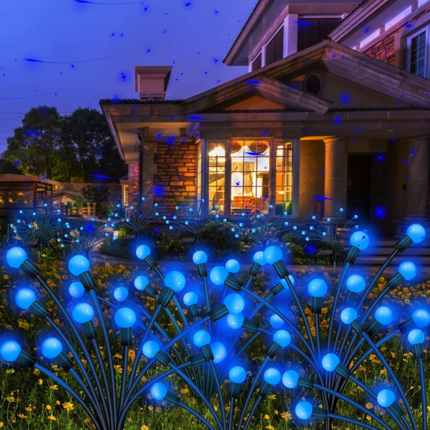 Kohlrabi Solar Garden Lights Outdoor, 10 Pack 80 LED Blue Firefly Lights Waterproof, Sway by Wind, Solar Wind Swaying Light for Yard Patio Backyard Garden Planter Flower Bed Pathway Decoration