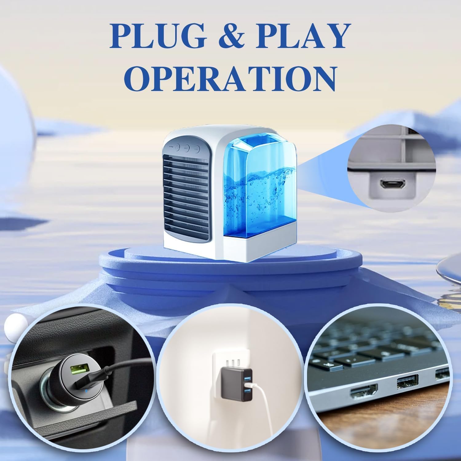 Breeze Box Air Conditioner Fan, 2025 New 4 in 1 Breeze Box Portable Air Conditioner Fan, Fast Cooling with Dynamic Ice Mist Technology for Bedroom Office Home (2pcs)