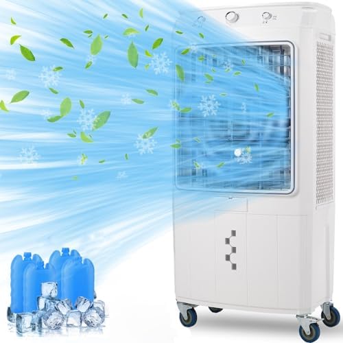 6000 CFM Swamp Cooler, 15.8 Gallon Evaporative Air Cooler with 120°Oscillation and 3 Speeds, 3-In-1 Swamp Cooler Air Conditioner, Portable Air Cooler Fan for Indoor Outdoor Patio Garage Large Rooms