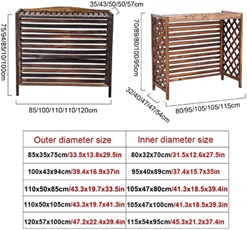 Weatherproof Shutters Central Air Conditioner Cover for Outside Units, Solid Wood Air Conditioner Fence Privacy Screen Plant Stand, Freestanding Shelf Decoration Rack, Shutter Design (Size