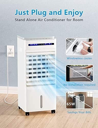 ARLIME Evaporative Air Cooler, 3-in-1 Portable AC with Fan & Humidifier w/Remote, 7H Timer, 3 Wind Speeds, 3 Modes, Room Air Conditioner, Quiet Swamp Cooler Fan for Room Home Office