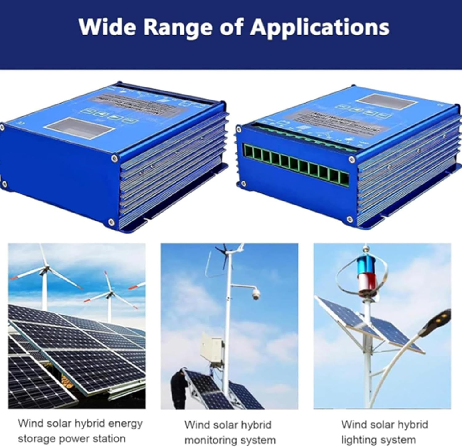 4000W Multi-Functional MPPT Wind Solar Hybrid Charge Controller, 12V 24V 48V Auto Windmill Generator Regulator with LCD Display Screen Suitable for Solar Energy Systems