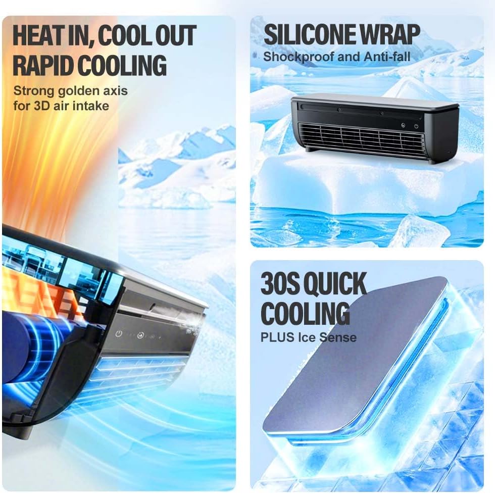 Wireless Air Conditioner, New No Drilling Kitchen Wall Mounted Fan with Remote, Mini Portable Cooling Solution for Kitchen and Bedroom