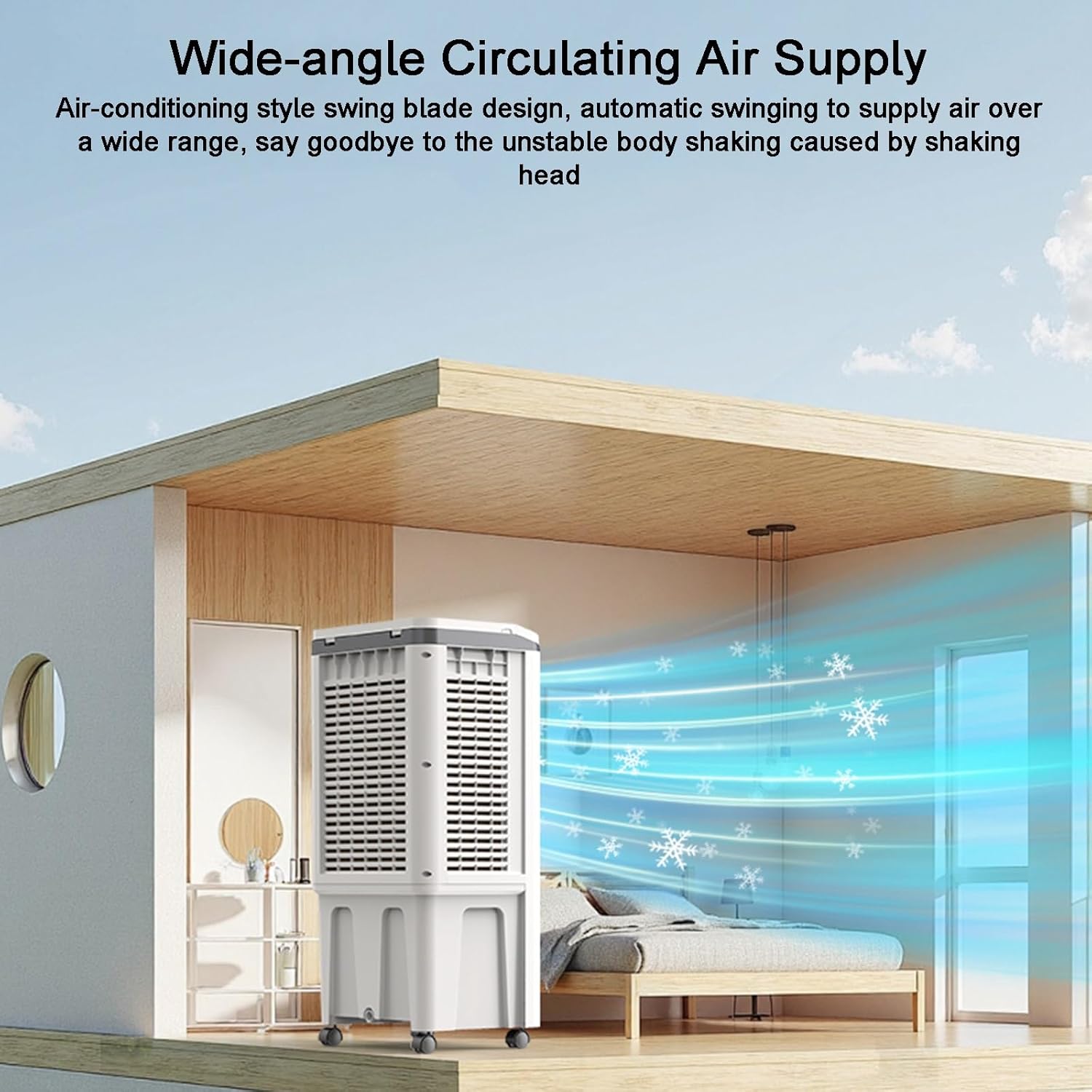 Swamp Cooler, Evaporative Cooler, 3-in-1 Portable Air Conditioners, 3 Speeds, Easy to Move, with 25L/5bal Water Tank, for Room, Bedroom, Indoor, Office