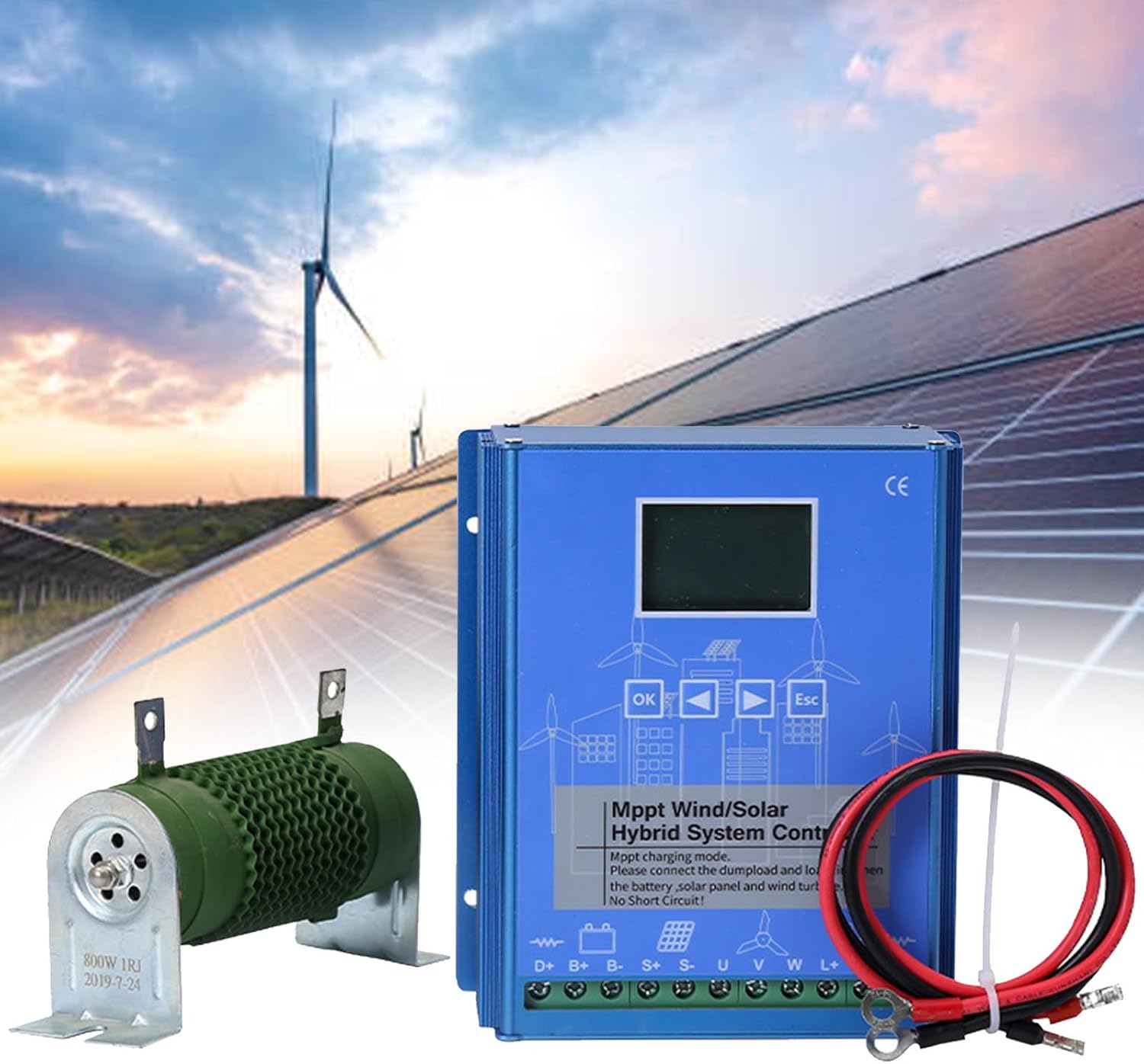 Wind Solar Charge Controller, 12V/24V/48V Boost Function, 12000W Hybrid for Wind Turbine & Solar, Automatic Voltage Regulation, Efficient Energy Management