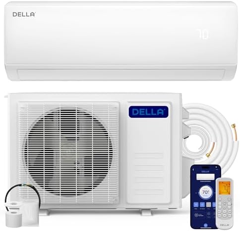 DELLA Econo Series 23000 BTU Mini Split Air Conditioner 17 SEER2, 230V Cools up to 1500 Sq. Ft, Works with Alexa and Wifi, Heater Ductless Inverter System with Heat Pump,16.4ft Installation Kit