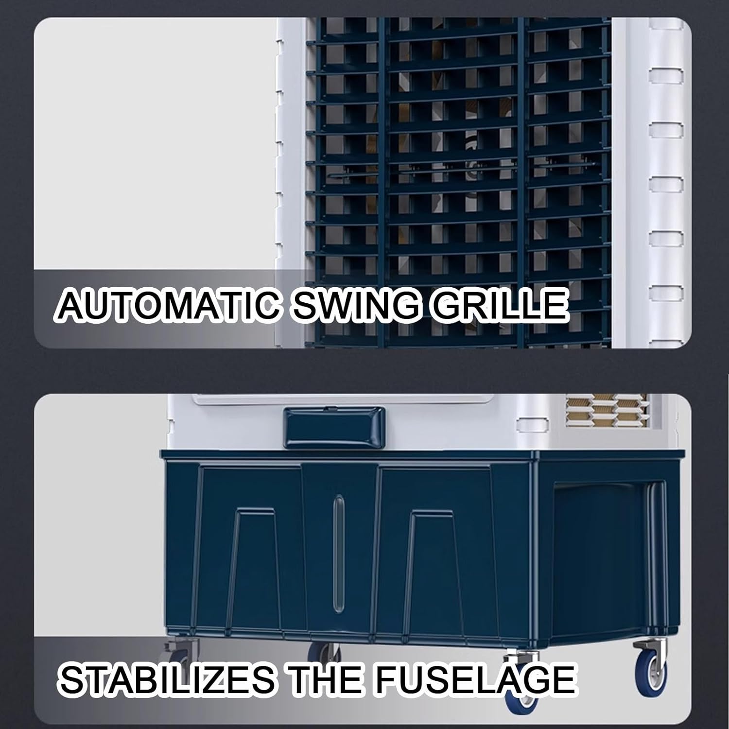 Generic Swamp Cooler Air Conditioner Portable Fast Cooling Strong Wind 3 Speeds 120° Oscillation With Ice Pack and Wheels for Outdoor Indoor Use