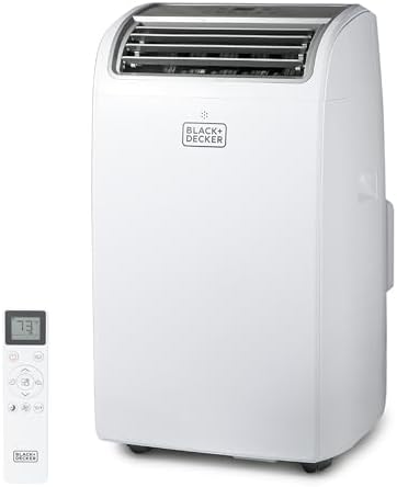 BLACK+DECKER Portable Air Conditioner, 12,000 BTU for Rooms Up To 550 Sq. Ft., Portable AC with Follow Me Remote Control & Window Kit, BPT08WTB, White