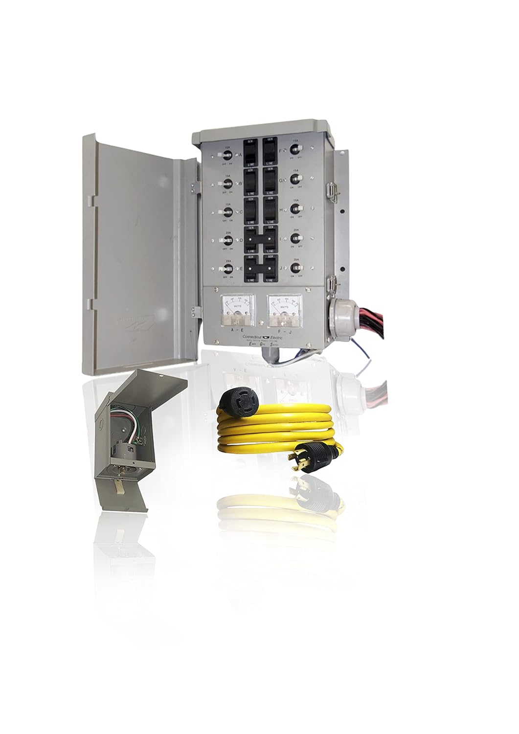 Connecticut Electric EmerGen Manual Transfer Switch Kit 30 Amp, 25 Foot Cord, 10-Circuit, 7500 Watts, EGS107501G2K25 for Portable Generator (with 25 FT Generator Cord)