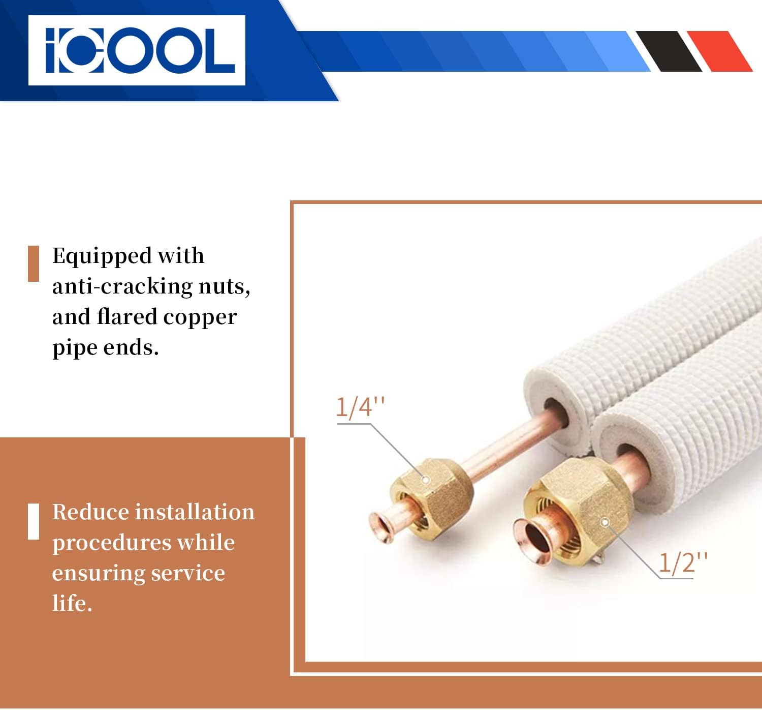 ICOOL 25 Ft. Mini Split Line Set, 1/4
