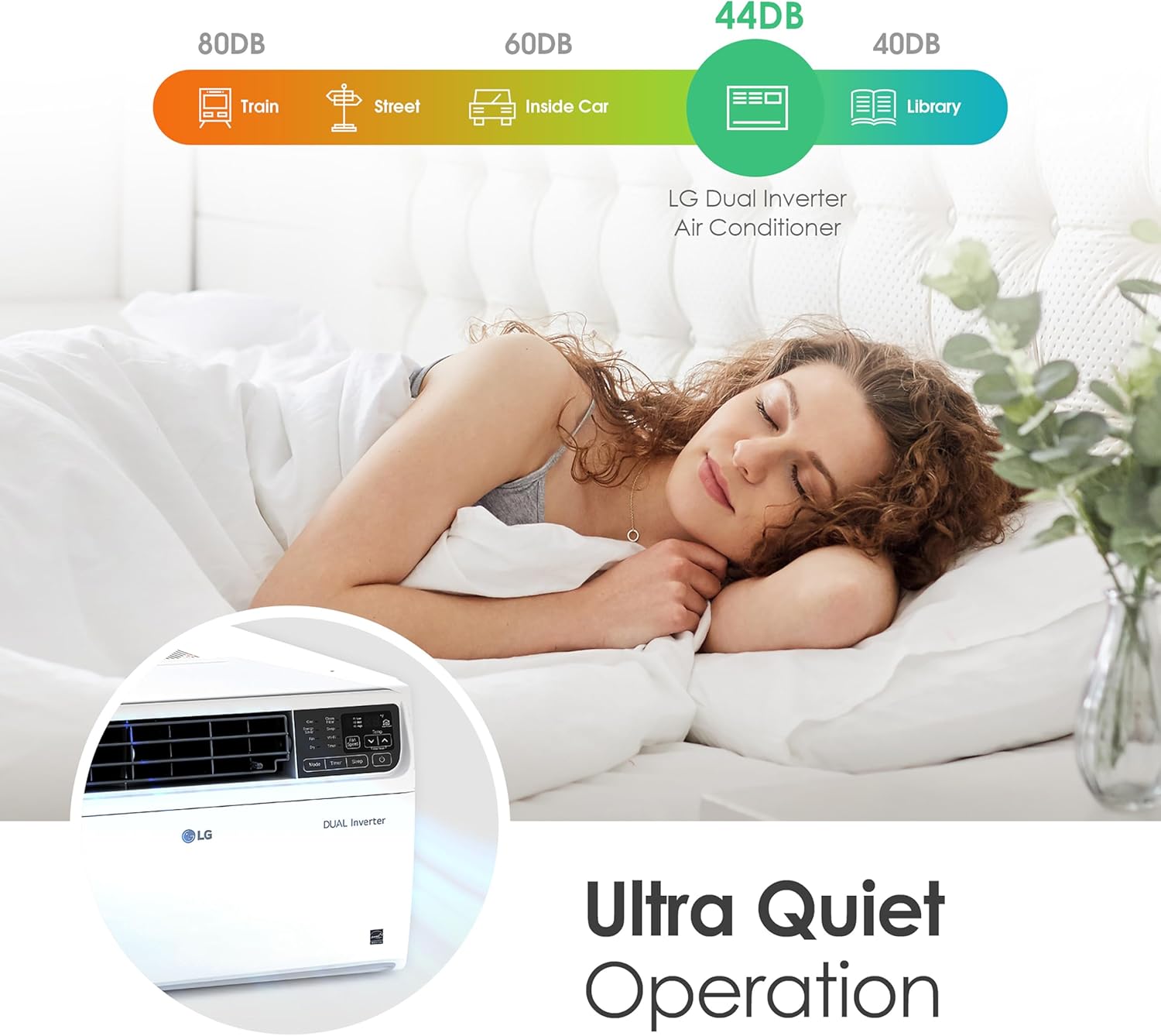 LG 8,000 BTU Dual Inverter Smart Window Air Conditioner, 115V, Cools 340 Sq. Ft. for Bedroom, Living Room, Apartment, Quiet, Energy Star, works with LG ThinQ, Amazon Alexa and Hey Google, White