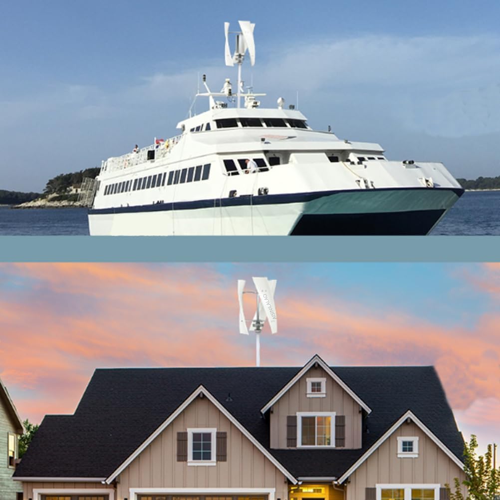 3000W No Noise Wind Turbine Generator AC 12V 24V 48V 220V 3 Blades Vertical Windmill Generator with Controller for Wind Solar Hybrid System (White),12v