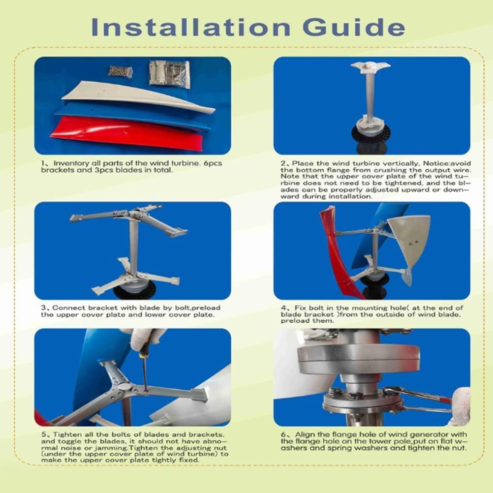 12V,BAOJUHUIKANG 12000W No Noise Vertical Axis Wind Turbine Generator,12V/24V/48V/220V Three-Phase AC Vertical Wind Turbine with MPPT Controller, for Industrial Energy