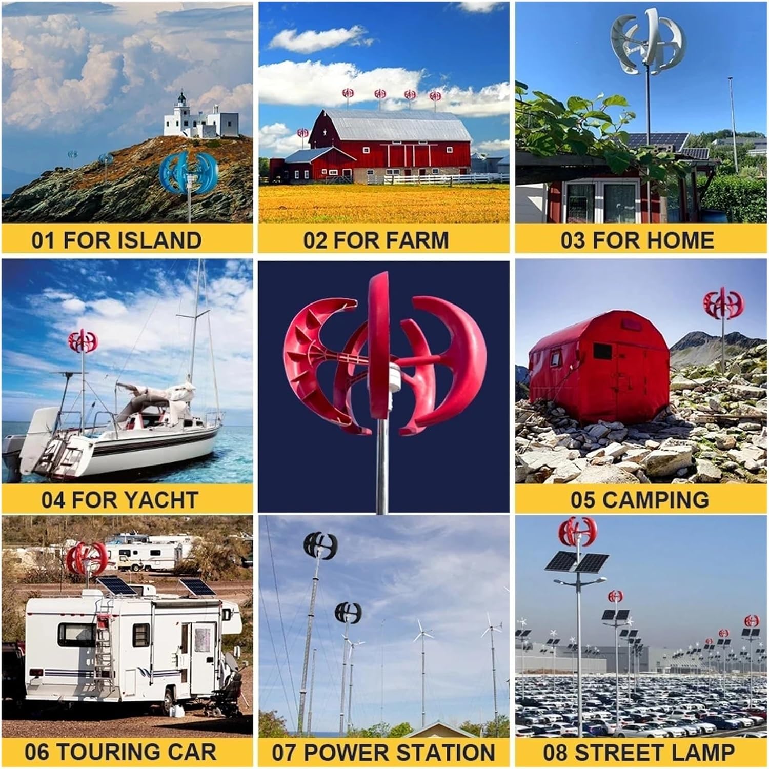 Wind Turbines, 3000W Vertical Wind Turbine 12V 24V 48V Small Windmill Free Energy Household Farm Low Wind Speed Starting Wind Turbines(White,12V)