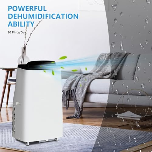 14,000 BTU Portable Air Conditioner Cools Up to 700 Sq.Ft, 3 in-1 Quiet Portable AC Unit with Remote Control & Installation Kits for Large Room, Smart/Sleep Mode, Auto Swing, 24H Timer