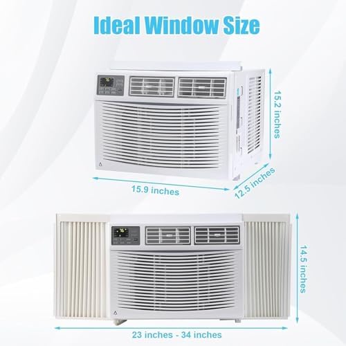 Window Air Conditioner, 12,000 BTU Window AC, Cools Rooms up to 550 Sq.Ft, 3-Speed Fan, WiFi Enabled, Energy Saving, Auto Restart, Sleep Mode, 24-Hour Timer Included