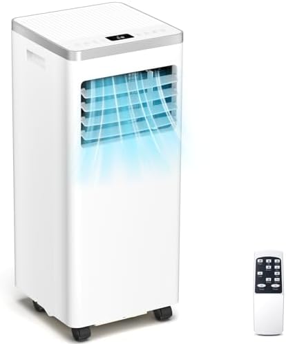 ZAFRO Portable Air Conditioner 8000 BTU (ASHRAE) Cools up to 350 Sq. Ft., Remote Control, LED Display, 4-in-1 Modes Portable AC Unit with Window Kits for Bedroom, Home, Dorm, Office, White