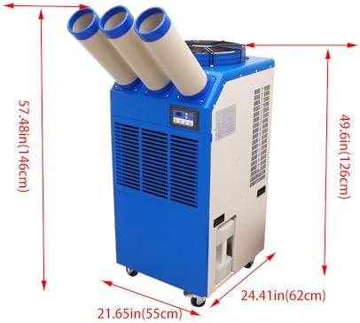 Industrial Portable Air Conditioner with Wheels 14L Large Tank Commercial Spot Cooler Adjustable Air Outlet Ideal for Hospitals Workshops Outdoor Events 220V 2.4KW