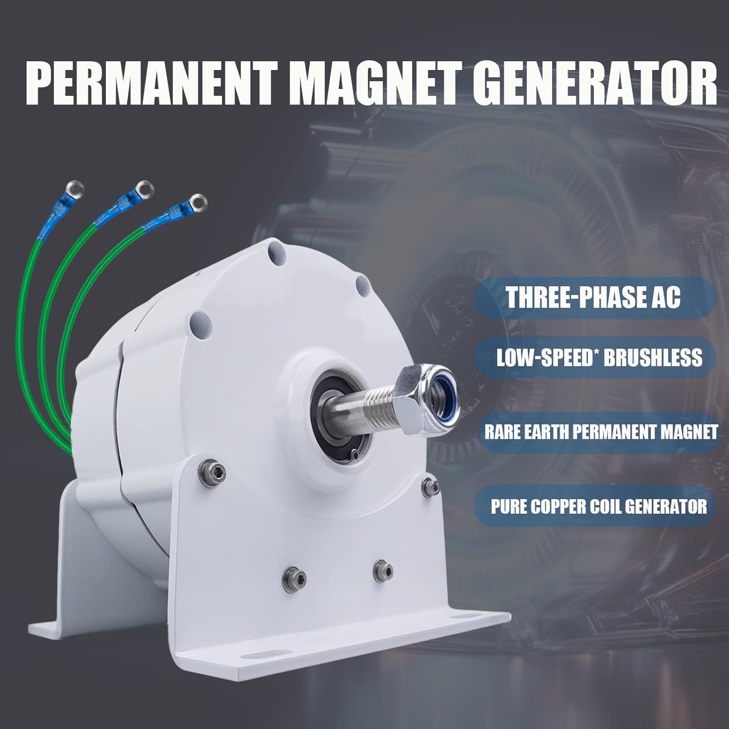600r/m 600W 12V/24V/48V Permanent Magnet Generator AC Alternator,Brushless Design eliminates wear and Tear, for Vertical or Horizontal Wind Turbine 600W Wind Generator 48V