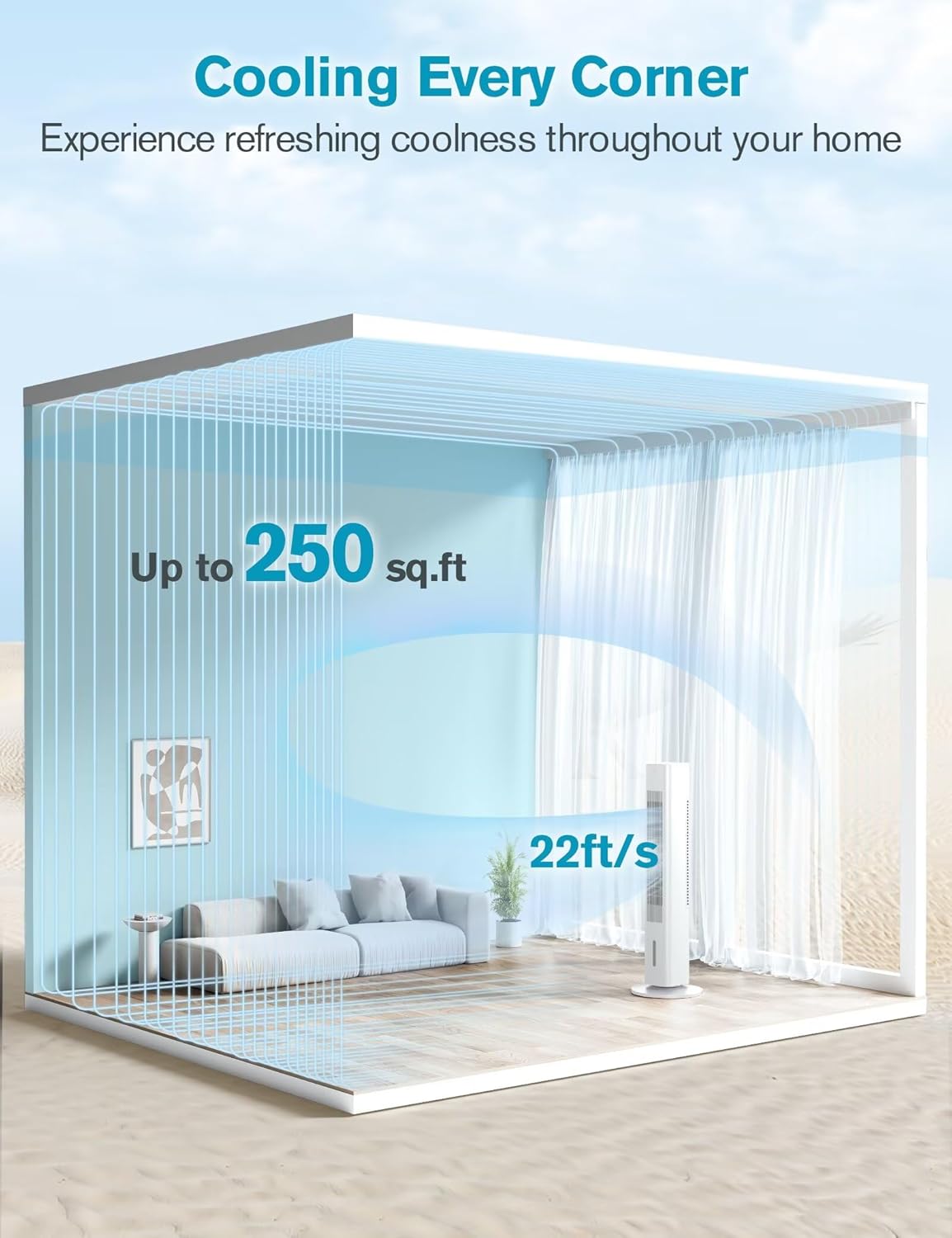 Windowless Portable Air Conditioner, Evaporative Air Cooler w/1.2L Water Tank, 3 Ice Packs, 7H Timer, 60° Swing, No Hose No Window Needed, 3-IN-1 Portable AC Unit for Room Bedroom Outdoor, Ivory