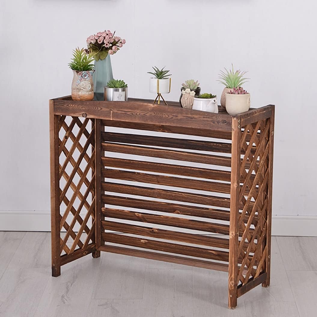 Air Conditioner Fence Screen, Solid Wood Air Conditioning Covers Outdoor, Weatherproof Shutters Central Air Conditioner Covers for Outside Units 120 * 58 * 100Cm