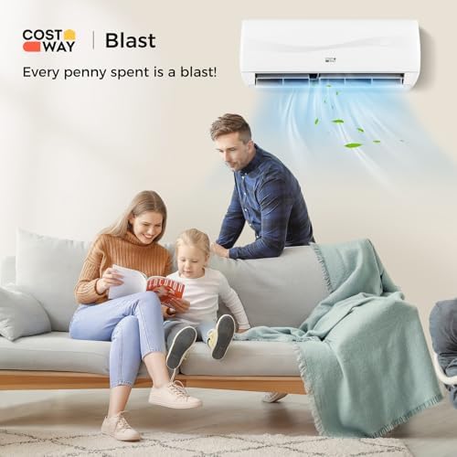 COSTWAY 9000BTU Mini Split Air Conditioner& Heater, 19 SEER2 115V Wall-Mounted Ductless AC Unit Cools Rooms up to 450 Sq. Ft, Energy Efficient Inverter AC with Heat Pump (Blast Series)