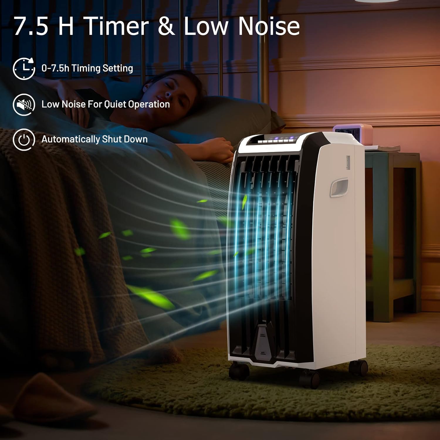 PETSITE Evaporative Air Cooler, 3-IN-1 Portable Air Cooler with Remote Control, 7.5-Hour Timer, 3 Modes, 3 Speeds, 2 Ice Packs, Swamp Cooler Air Conditioner for Bedroom, Home Office Dorms