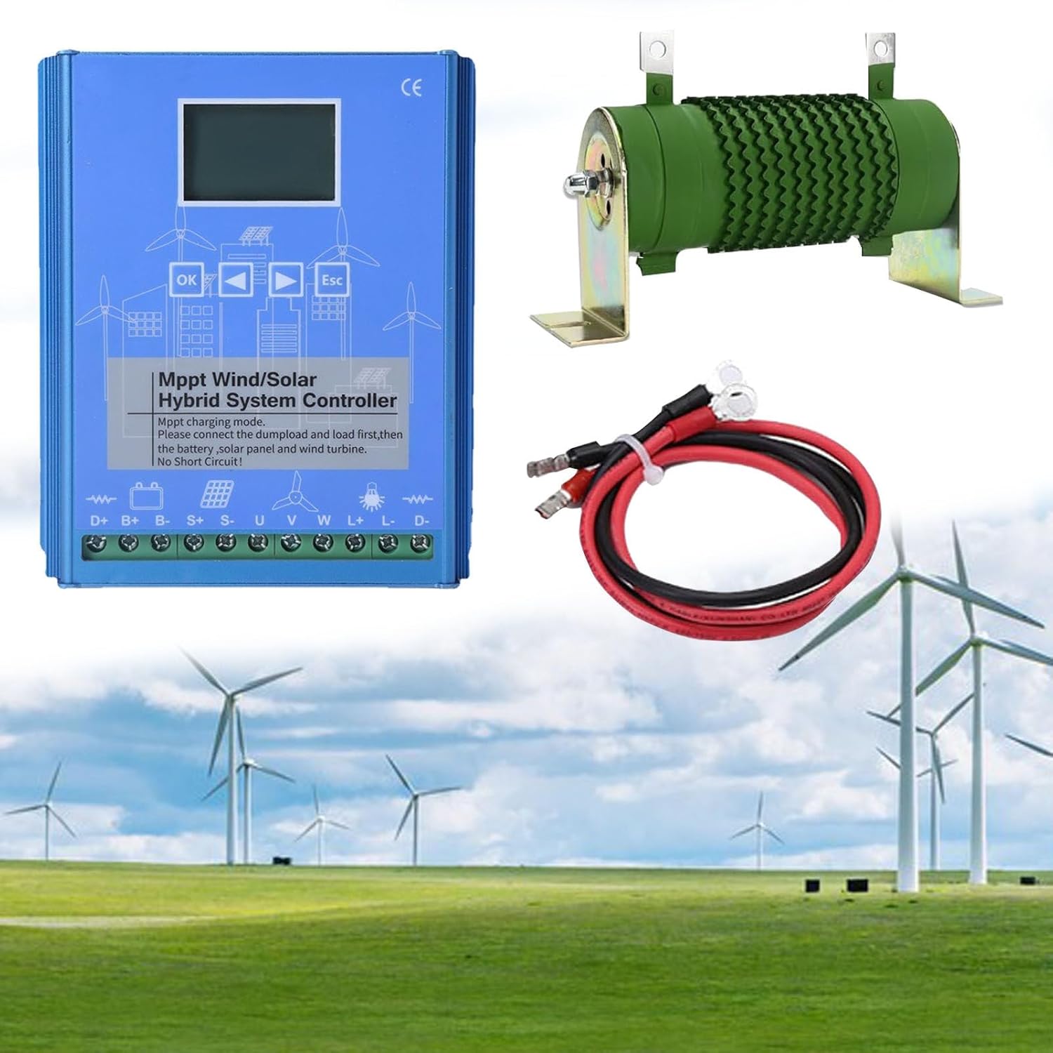 Wind Solar Hybrid Charge Controller,Hybrid Charge Controller,15000W,12V/24V/48V,MPPT Boost Charging with LCD Display and Dump Load,Automatic Controller for Home,Boat,Street Light 24V