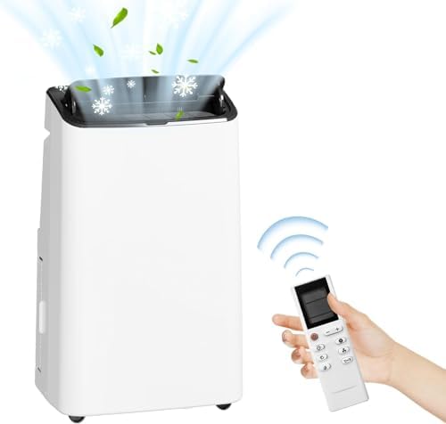 14,000 BTU Portable Air Conditioner for 550-750 Sq Ft 3-In-1 AC Unit with Cooling/Dehumidifier/Fan Modes, Remote, 24H Timer & Installation Kit for Home/Office/Dorm