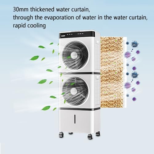 Evaporative Air Cooler/Portable Air Conditioners, Swamp Cooler for Bedroom Home Office; Oscillation Cooling Fan with 3 Speeds, 12H Timer, Remote Control(126cm(49.6in))