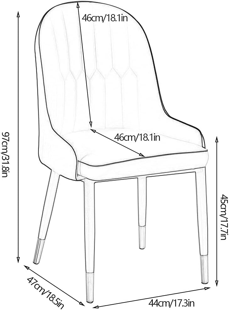 Kitchen Dining Room Furniture Chairs Modern PU Leather High Back Padded Soft Seat Dining Chairs with Backrest Black Metal Legs for Office Lounge Dining Kitchen Bedroom (Color : Beige+Brown)