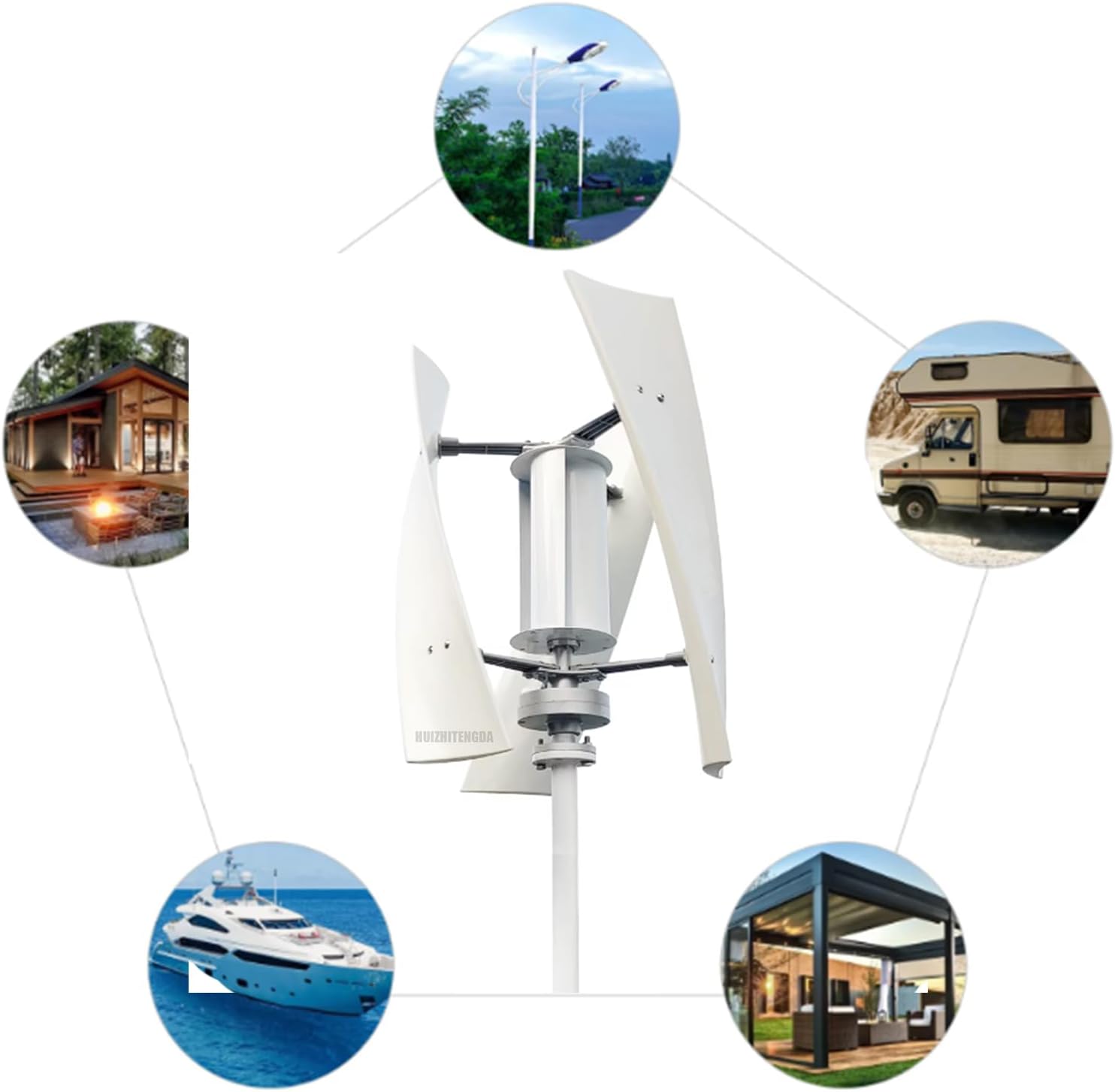 12V-220V 9000W Vertical Wind Turbine, Renewable Energy AC Wind Turbine with No Noise, Equipped with Controller Low Wind Start for Outdoor Road Lighting