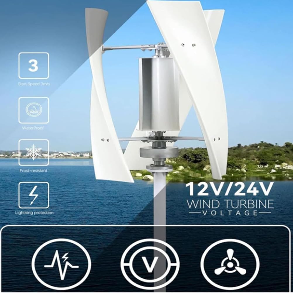 3000W 12V 24V 48V Vertical Wind Turbine Maglev Wind Generator with Controller, Home Wind Power Turbine Generator for Home Industrial Energy (White),12V