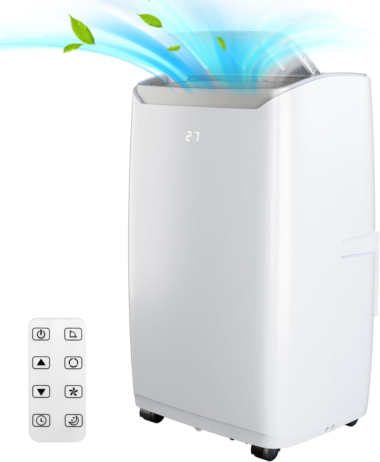 12000 BTU Portable Air Conditioner with Dehumidifier & Fan 3-in-1 AC Unit Cools 550 Sq.Ft Quiet Sleep Mode 24H Timer Remote Control 3 Speeds Auto Swing Easy Installation for Home Office Bedroom Large