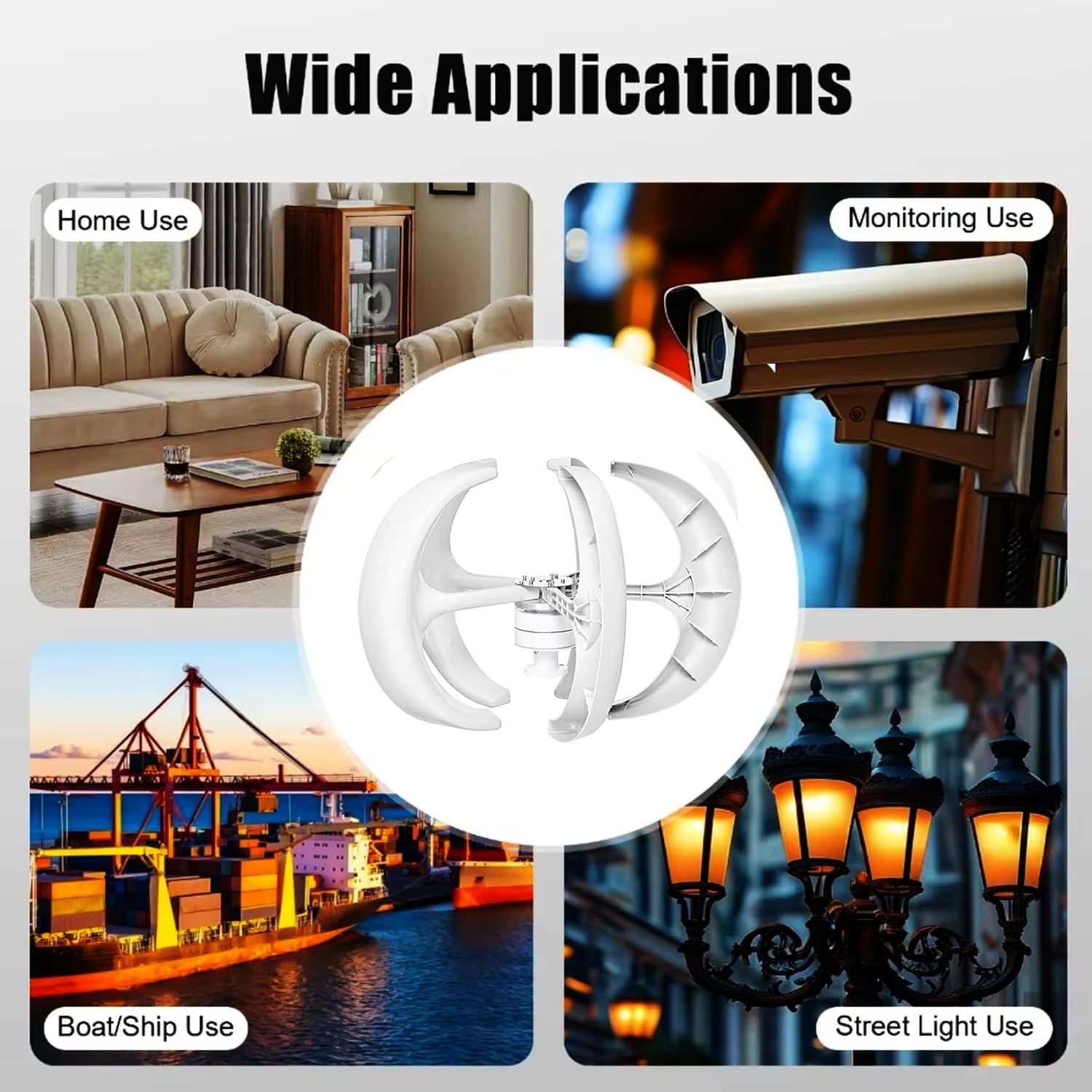 3000W 12V 24V 48V 220V Vertical Axis Wind Turbine with Controller Inverter No Noise Wind Turbine, for Boat Hybrid Streetlight Use