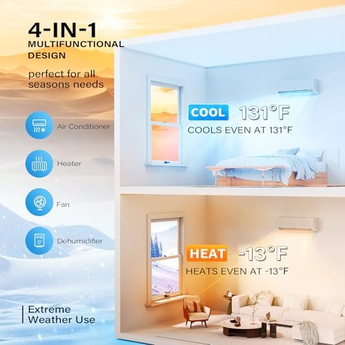 ROVSUN 12,000 BTU Mini Split AC/Heating System with Inverter, 23 SEER2 Energy Saving 115V Ductless Split-System Air Conditioner with Pre-Charged Condenser, Heat Pump, Remote Control & Installation Kit