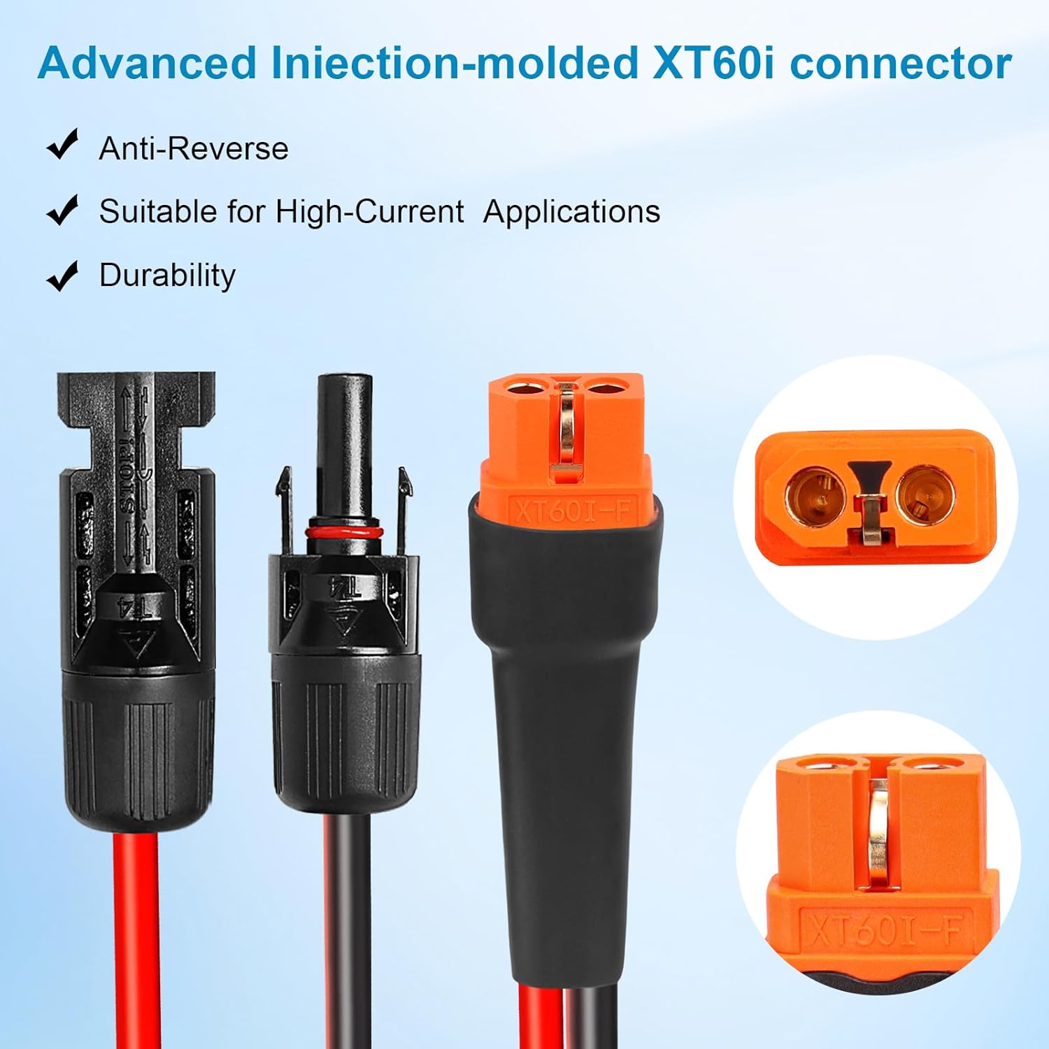 10AWG 30FT Solar to XT60i Extension Cable + 25FT Solar Panel Connectors to DC 8mm Adapter Cable