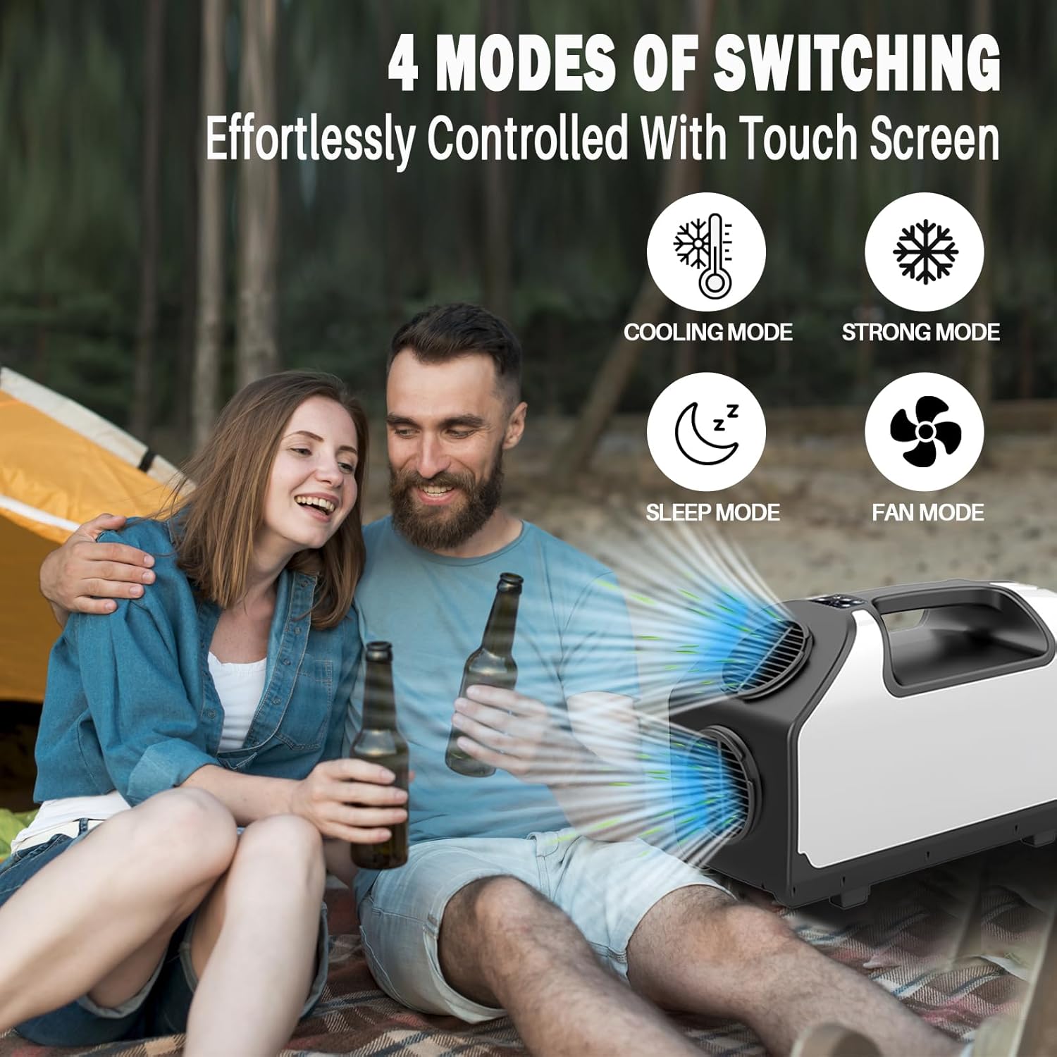 24V DC Portable Air Conditioners for Camping 2900BTU, Lightweight Tent Air Conditioner Dual Hose, Quiet Mini Portable AC Unit 4 Modes Cooling for Outdoor Fishing Truck Van RV Camper Garage Pet House