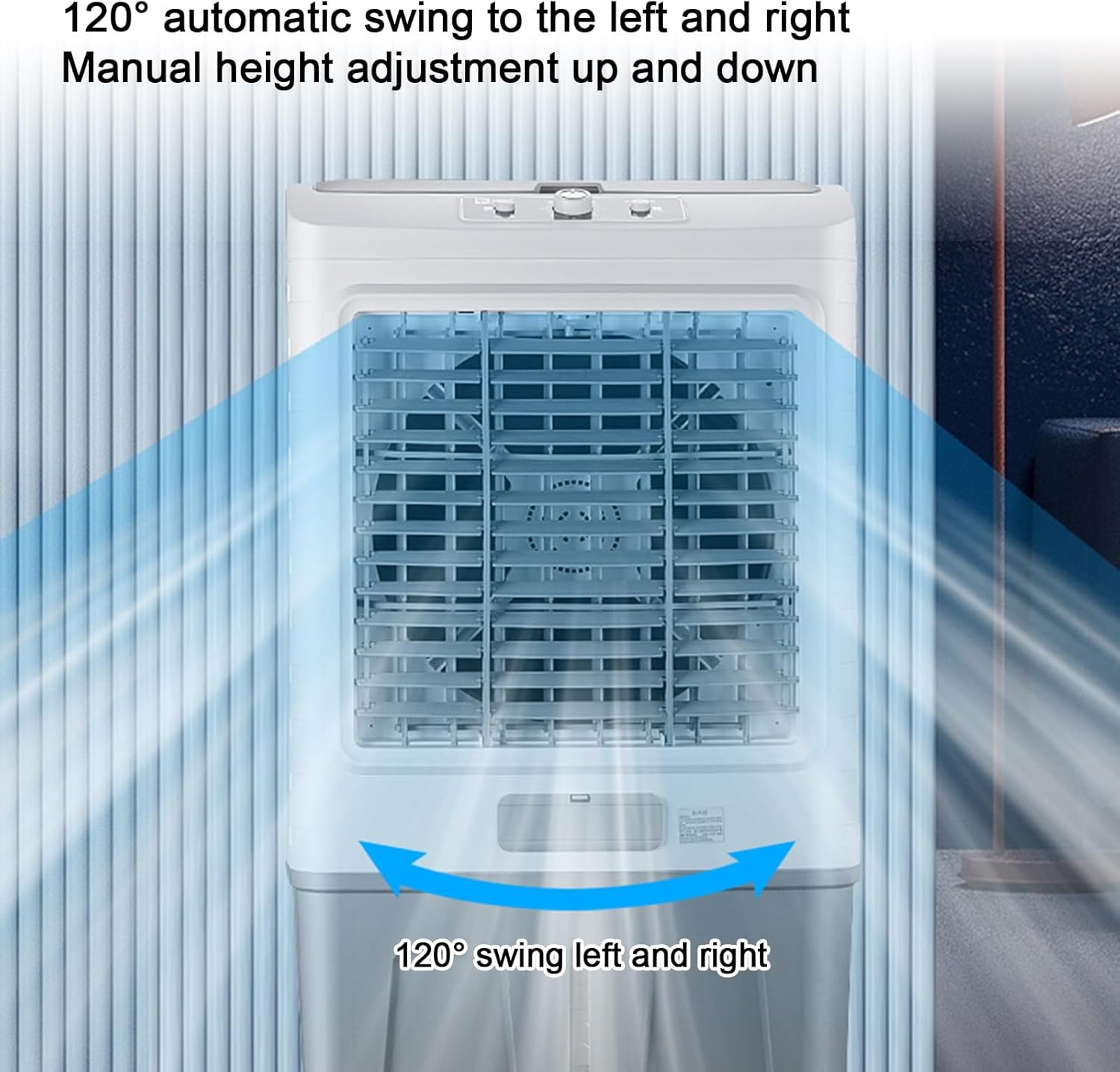 Swamp Cooler Air Conditioner, Evaporative Air Cooler w Large Capacity Water Tank, 4 Ice Box, Portable Air Conditioner with 3 Speeds for Backyard, Garage, Patio, Indoor(51x38x100cm(20x15x39.5in))